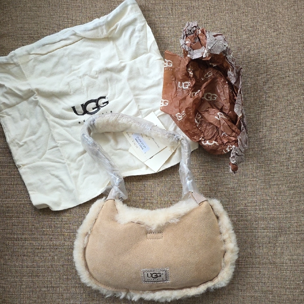 πNWTπUGG Cream Shearling Shoulder Bag W/ DUSTER - Picture 7 of 13